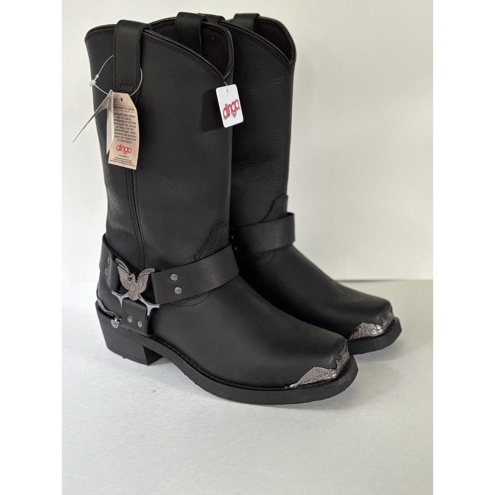 Dingo Chopper Motorcycle Boots Men's 8.5 EW Black Leather Harness Western NWT